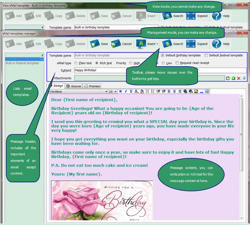 Email Templates Manager Interface Manual AMSBE Help