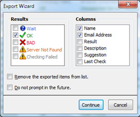 Export Wizard Interface