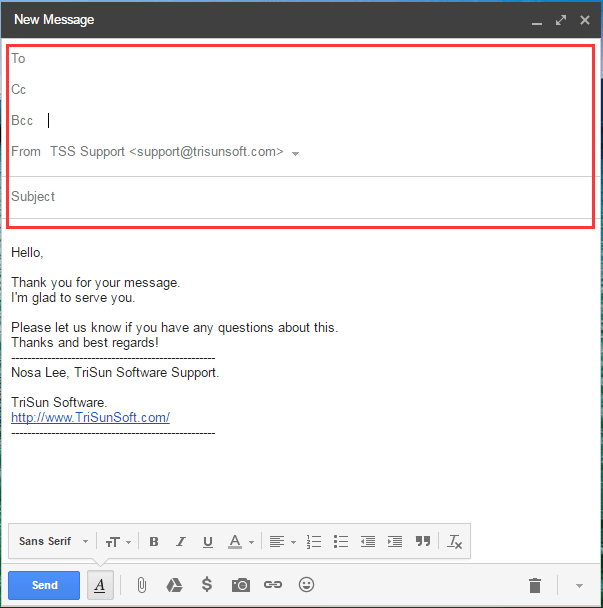 Gmail 的撰寫佈局