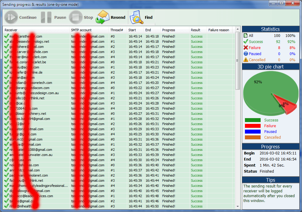 Sending Progress (OBO + Manual)