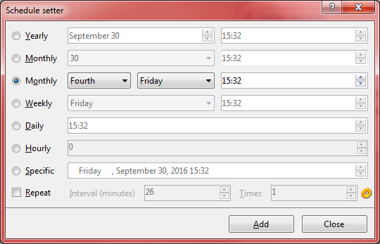 Schedule setter interface